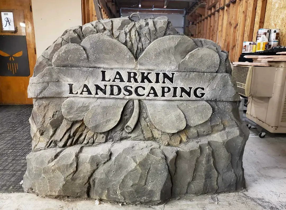 Larkin Landscaping engraved shamrock monument stone